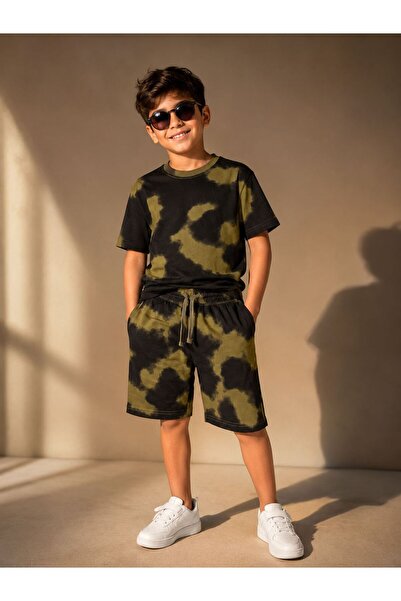 Roya Children's Two-Piece Cotton Sets Spot Summer Boys' Handsome T-Shirt Shor...