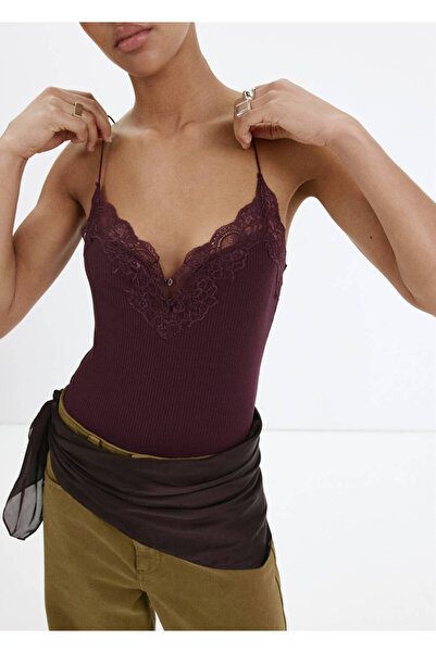 MANGO Woman Lace V-neck bodysuit