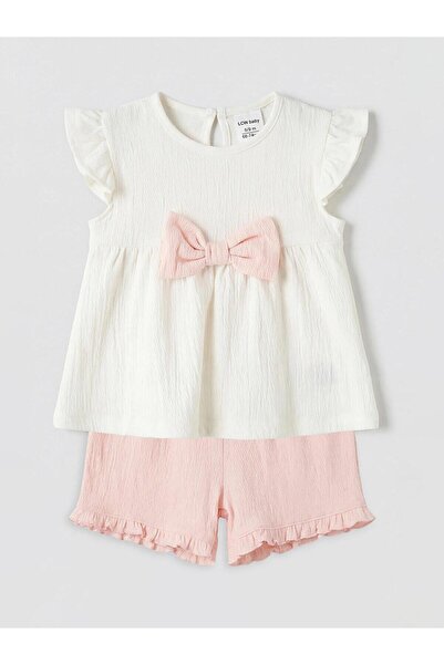 LC Waikiki Bow Detailed Baby Girl Blouse and Shorts (S6)