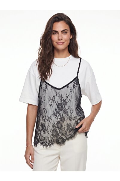 ONLOOX White Soft Textured Crew Neck Short Sleeve Relaxed Fit Layered T-Shirt...