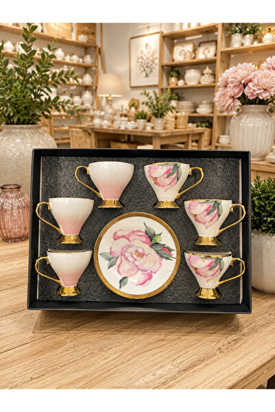 hediye ESTERHOMEDECOR 6 Kişilik porselen kahve fincan takımı