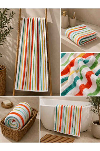 shop Tunateks Color Stripe 90x160 Pamuk Havlu