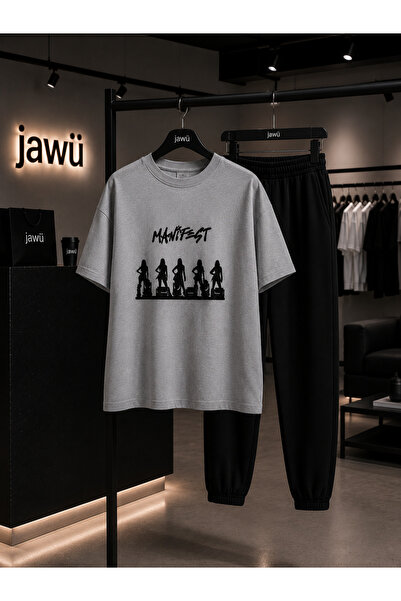 JAWÜ STYLE Set de trening cu tricou imprimat Manifest