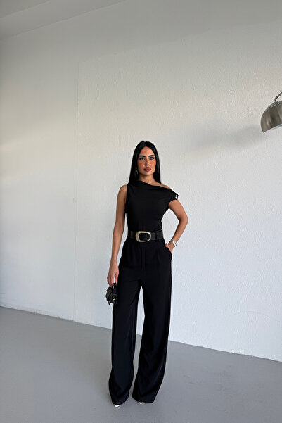LİLA İSTANBUL Women's Stylish Belted Palazzo Cut Jumpsuit