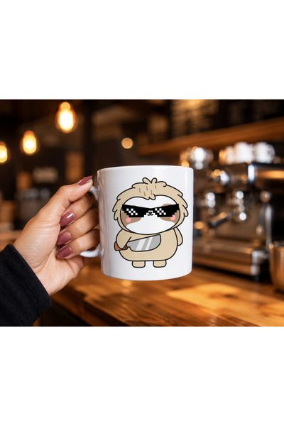 chic crazze Cool Sloth Animal Patterned Porcelain Mug Charismatic and Fun Des...