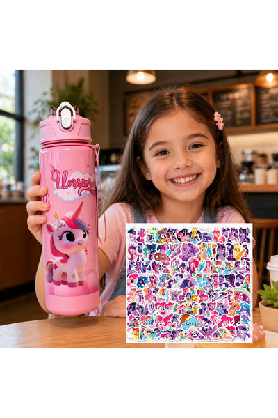 UNİCORNS UNICORN - 750ML Cute Pattern Water Bottle with free 50pcs stickers f...