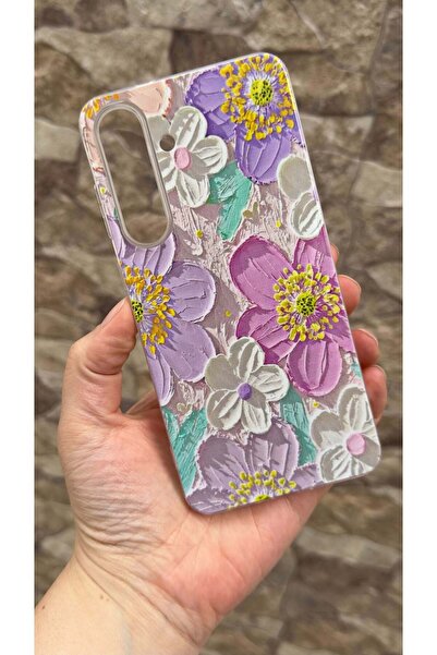Vip Case Galaxy S25 FE Uyumlu Mor Çiçek Desenli Şeffaf Darbe Emici Kamera Kor...