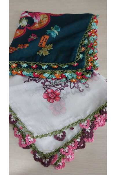 Papatyam 2 Pieces of 100 X 100 Polyester Mixed Crochet Dowry Embroidered Yemeni