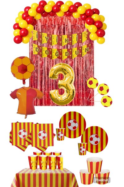 Mehca 24 Person Yellow Red (Gs) Fan Jersey Birthday Concept with 3-Year-Old F...