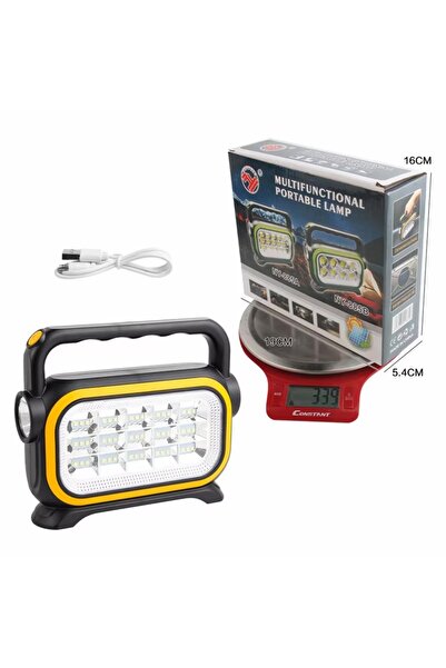 BaoBao Lampă LED portabilă multifuncțională din plastic, 16x19x5.4cm, galbenă