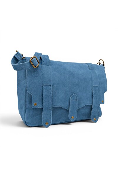 EVoStyle Geantă de damă Belle Monique ME25 Blue Jeans – Piele naturală întoar...