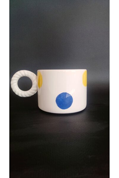 Zümrüdüanka Seramik Handmade Ceramic Mug with Polka Dots