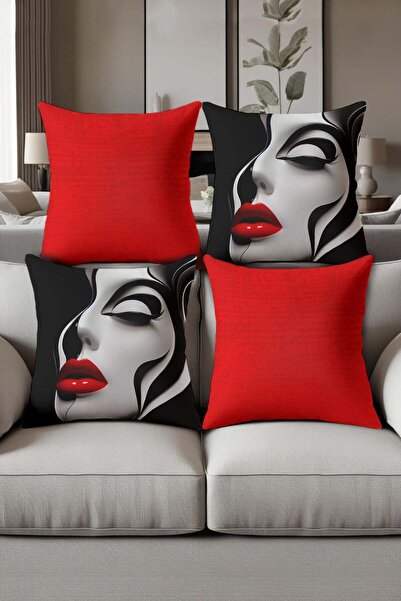 Dolce Mariee Digital Printed Soft Textured 4-Piece Throw Pillow Cover Set Krl...