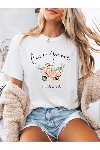 PAVRO Unisex Άνετο T-shirt με μικτό σχέδιο και στάμπα