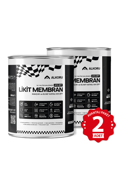 ALKORU 2 Adet 5 KG Oto Zift Likit Membran Kauçuk ve Elyaf Katkılı Sıvı Su Yal...