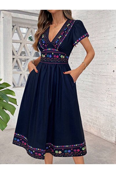 Iuliashop Daniela Midi Dress Navy Blue - M