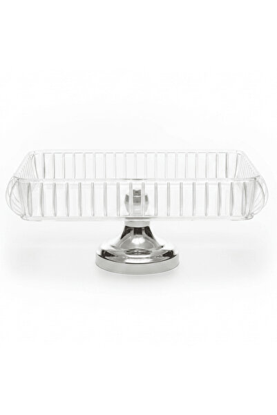AKDC Rectangle Acrylic Candy Tray with Silver Metal Footed Base | 32×21 cm | ...