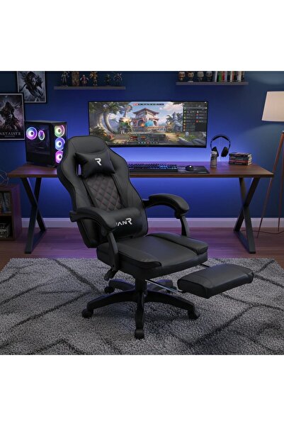LedCorp Scaun de gaming profesional reglabil WF-6028 Negru, cu suport pentru ...