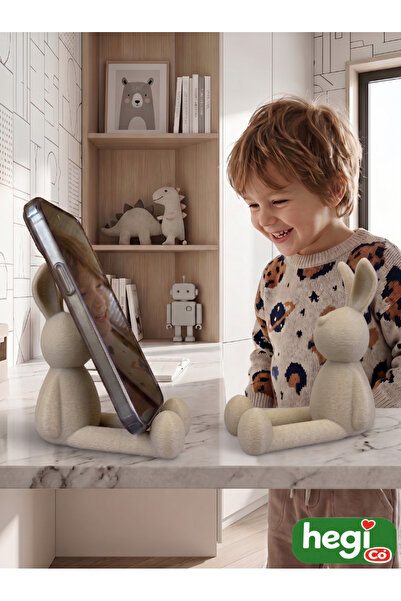 hegiCo Rabbit Phone Holder-Telephone Stand-Decorative-Furry Image
