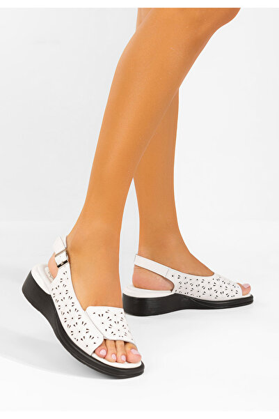 B T Shoes Sandale cu platformă piele Fedra albe