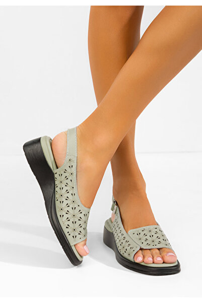 B T Shoes Sandale cu platformă piele Fedra verzi