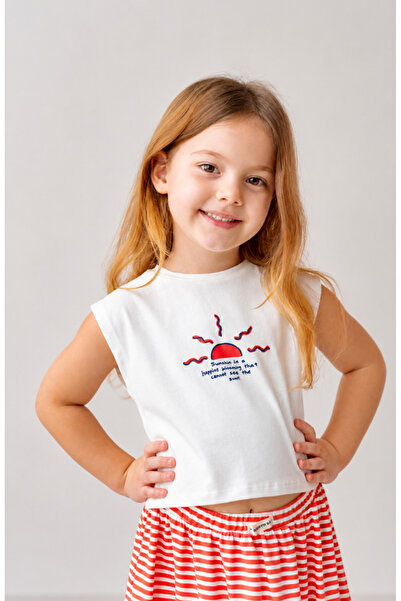 Zeyland Kız Çocuk Hawaı Baskılı Kolsuz T-Shirt