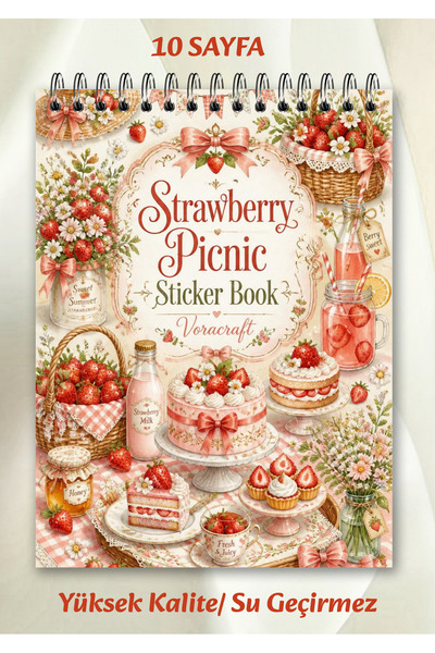 VORACRAFT Çilekli Sticker Kitabı | Planner Journal Ajanda Scrapbook Seti SB0009