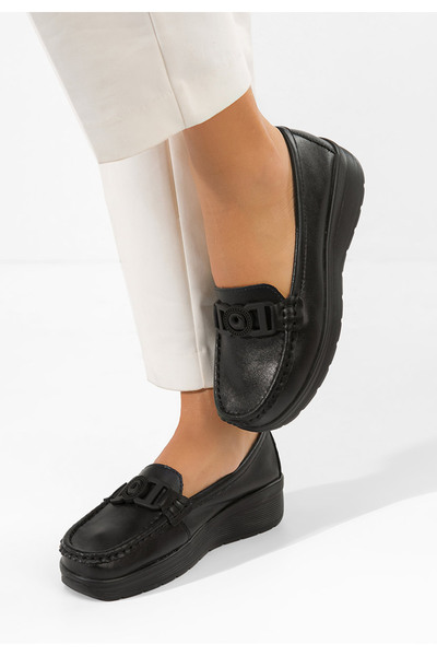 B T Shoes Mocasini piele naturala Gabielia negri