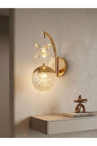 Lüxev Lighting Güneş Model Tekli Gold 3 Renk Modu Kristal Taşlı Salon Mutfak ...