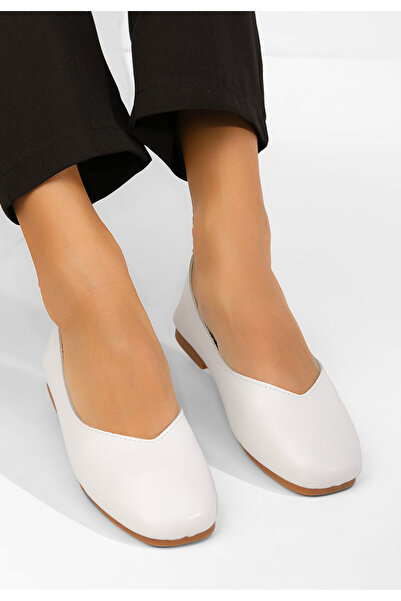 B T Shoes Balerini piele Gabiela albi