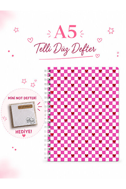 TOMBİ-X A5 Spiral-Bound Flat School Notebook Set - Heart Patterned 60 Sheets ...