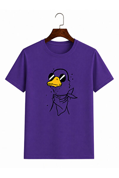 VODEXA Tricou oversize unisex cu imprimeu rață cu eșarfă, 100% bumbac, croial...