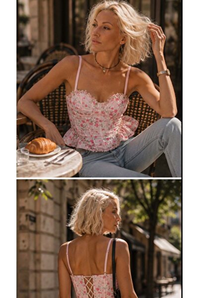 ibeeka Romantic pink bloom couture premium corset - bustier
