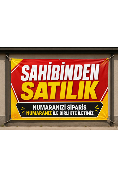 HiperAD Reklam Sahibidnen Satılık Yazılı Branda 70 cm x 100 cm İlan Afişi Pan...