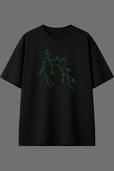 VSRN Μπλουζάκι με σχέδιο Green Lightning, με προεκτυπωμένο μαύρο σχέδιο, σε o...