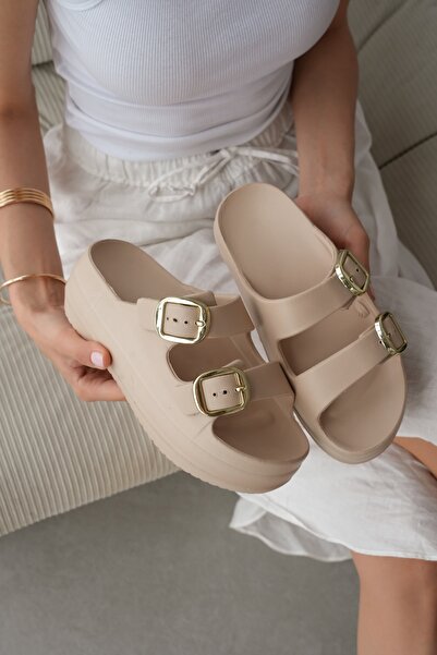 selin shoes Calivra Thick Heel Adjustable Double Gold Buckle Detailed Women's...