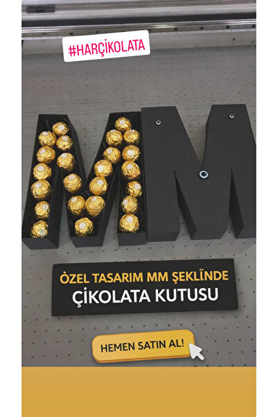 LADİJİTAL BASKI ÇÖZÜMLERİ İçi Çikolatalı Harf Kutu 25 cm