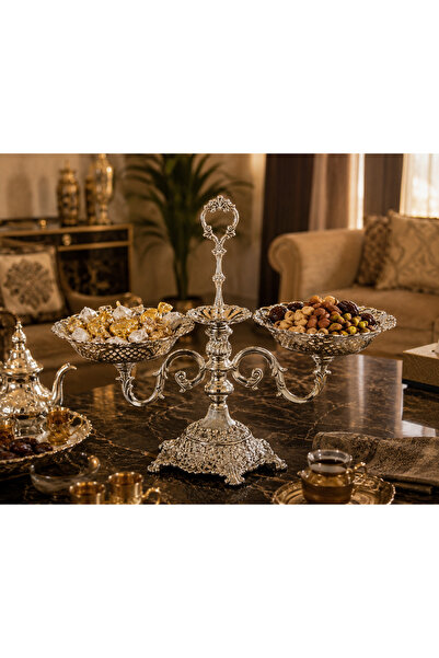 Dania ✨ حامل حلاوة ومكسرات فاخر ثنائي – معدن فضي بتصميم كلاسيكي أنيق | تقديم ...