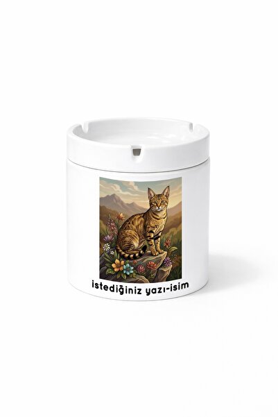 Kirbi Reklam Animal Chausie Wild Cat Hybrid Double-Sided Printed Ashtray Asht...