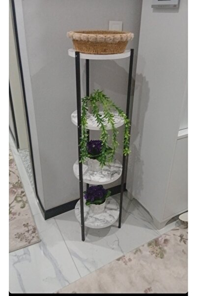 AKKAYAHOME Dekoratif 4 katlı Raflık, Çiçeklik, Köşe Rafi, Sehpa Çok Amaçlı Raf