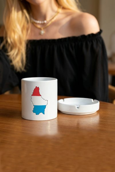 Kirbi Reklam Flag of Luxembourg Flag of Luxembourg Illustration Country Printed Ashtray Ashtray Gift