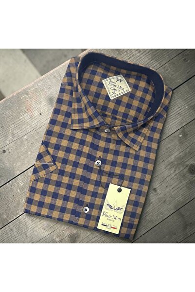EREN STYLE Linen Classic 100% Cotton Short Sleeve Anti-Sweat Shirt