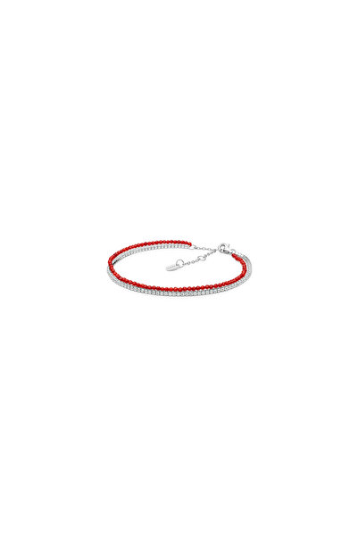 MANAVA Bratara tennis argint - Coral Dúo