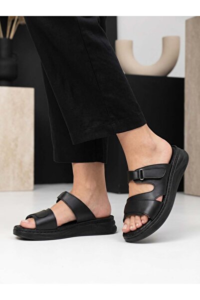 Nesil Shoes Bell 25145 crne anatomsko prilagođene ženske papuče sa čičkom
