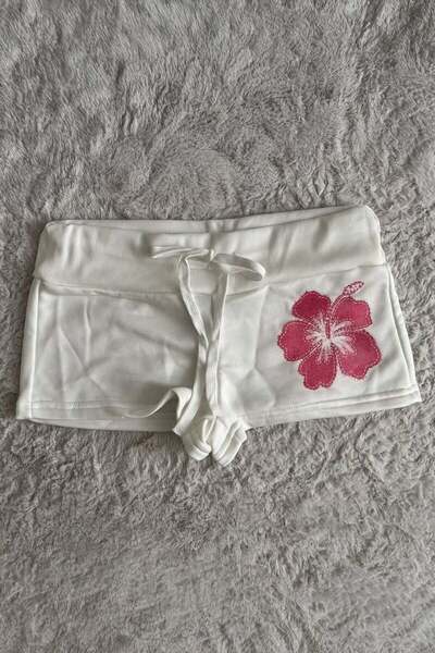 İsra Ayyıldız Moonstar Collection Hibiskus Çiçeği İpli Y2K Mini Şort