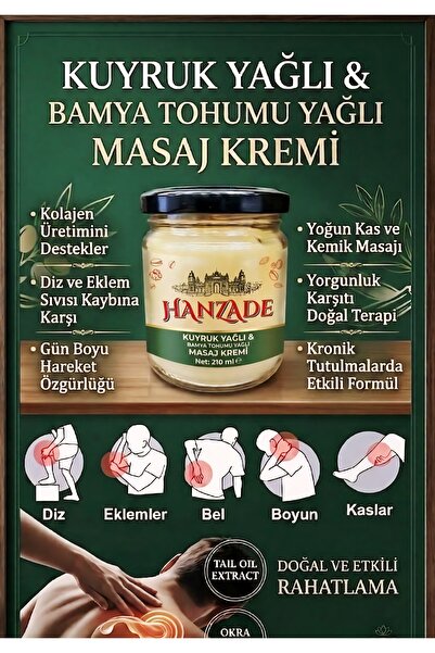 HANZADE GURME Bamya tohumu yağı ilaveli Kuyruk Yağı kremi Masaj kremi