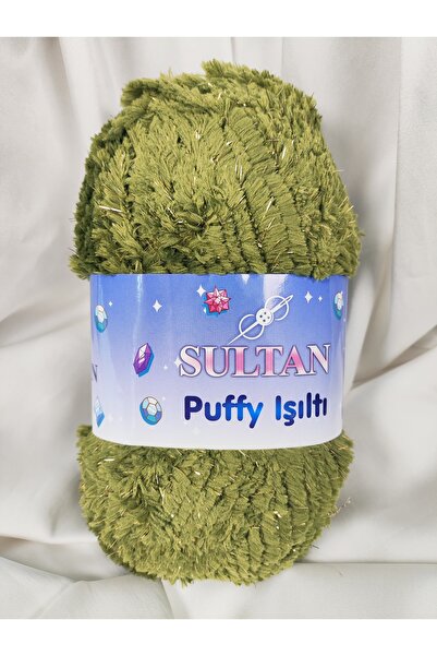 Sultan Puffy Işıltı Πράσινο Νήμα Πλεξίματος στο χέρι 100γρ. 100 μέτρα. (1 Τεμ...
