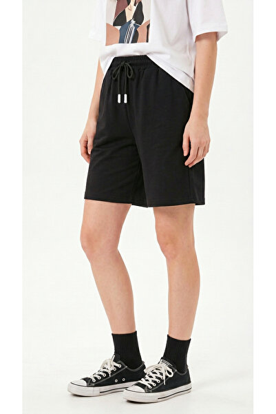 TKT Women's Black Color Oversize Comfortable Combed Cotton Shorts with Side P...