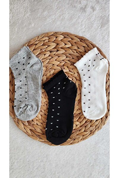 EFİLACCESSORİES Minihearted 3-Piece Summer Women's Socks