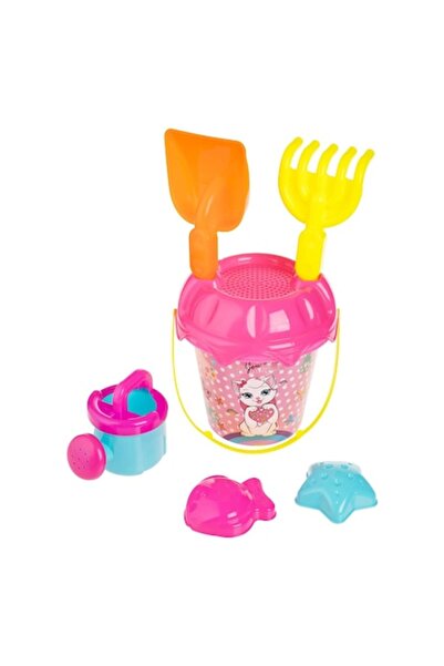 OEM Găleată de plajă roz cu model pisică ø16x20cm și 5 accesorii